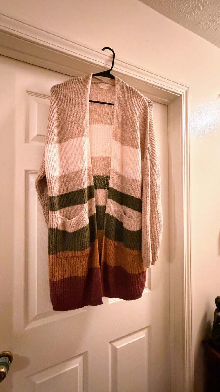 Altar'd State Colorblock Open Front Long Cardigan Sweater